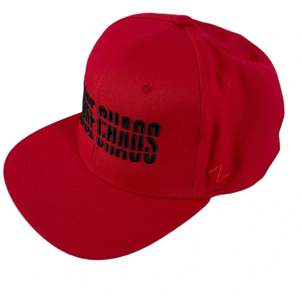 Carolina Hurricanes Snapback Hat Red  Embroidered Cause Chaos Playoffs Zephyr